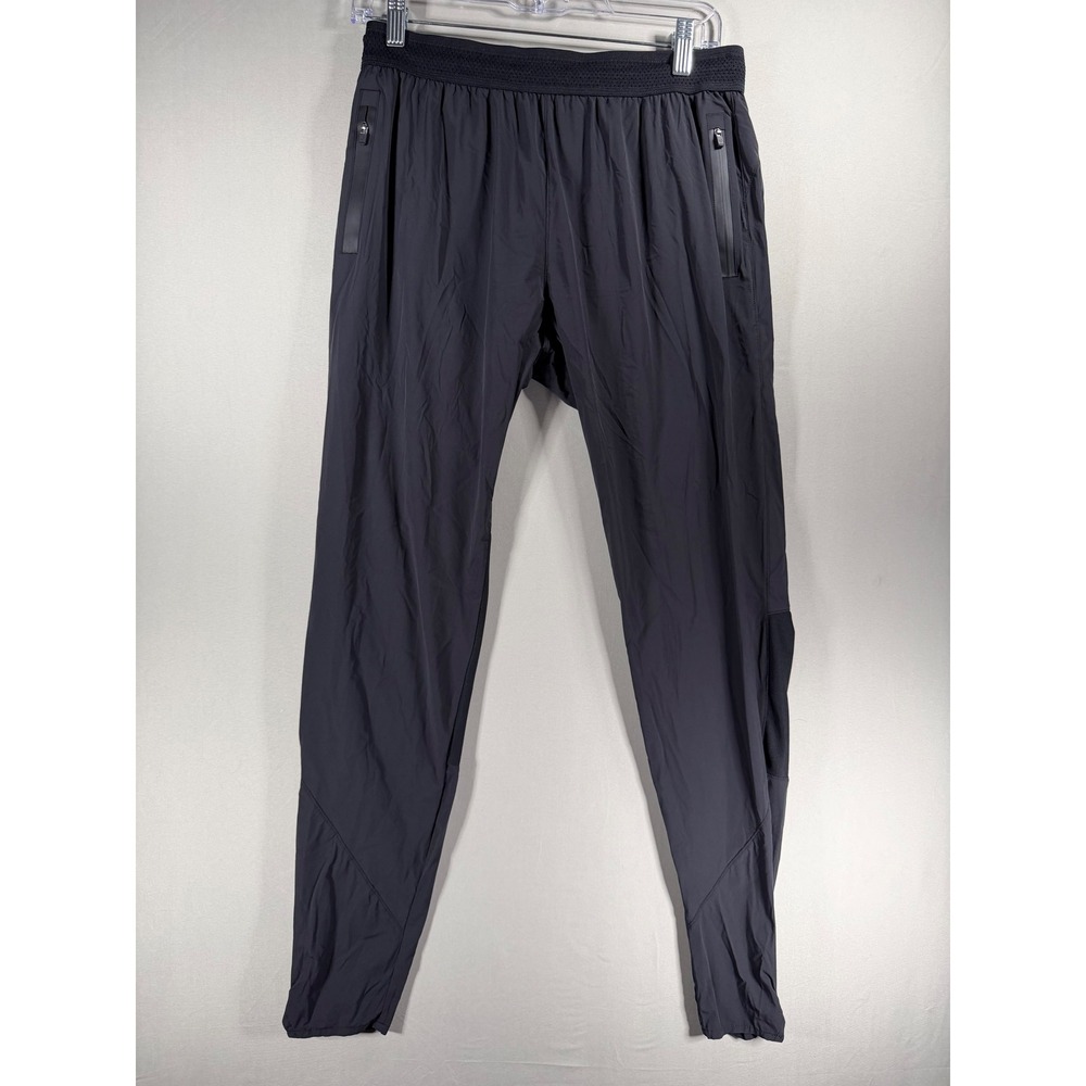 Novel Mens Athletic Joggers Black Nylon Spandex Tapered Training Pants Size M